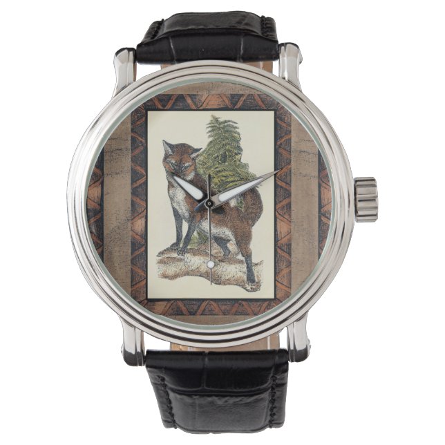 Rustige Fox die op een boomstam steekt Horloge (Voorkant)