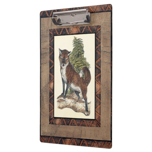 Rustige Fox die op een boomstam steekt Klembord (Links)