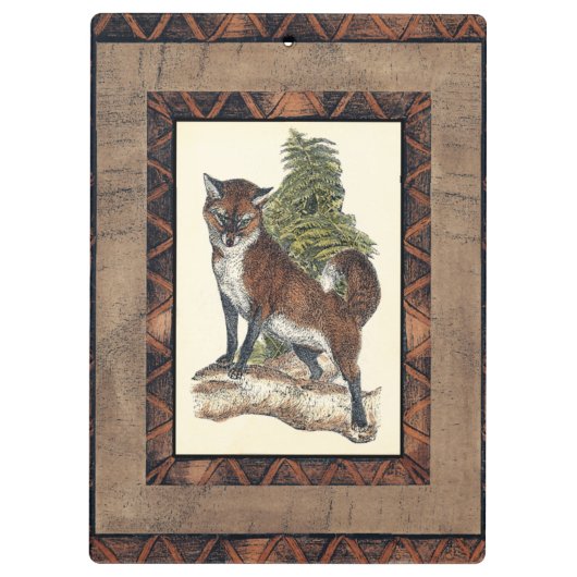 Rustige Fox die op een boomstam steekt Klembord (Achterkant)