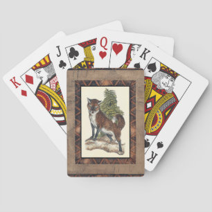 Rustige Fox die op een boomstam steekt Pokerkaarten