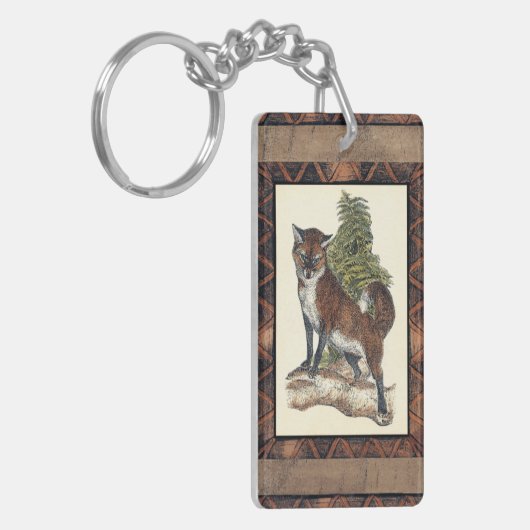 Rustige Fox die op een boomstam steekt Sleutelhanger (Voorkant Links)