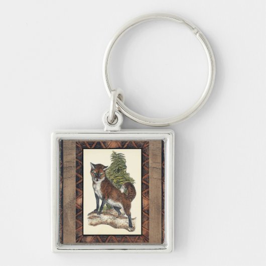 Rustige Fox die op een boomstam steekt Sleutelhanger (Voorkant)