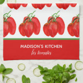 Rustige Franse gepersonaliseerde Waterverf Tomaten Theedoek (Gevouwen)