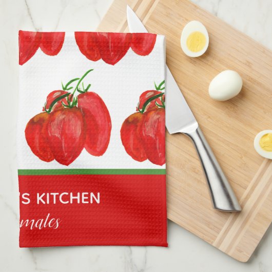 Rustige Franse gepersonaliseerde Waterverf Tomaten Theedoek (Quarter Fold)