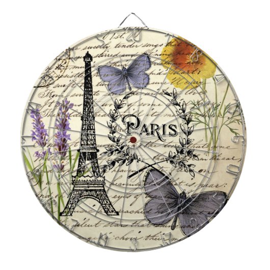 rustige franse vlinderparijs eiffeltoren dartbord (Voorkant)
