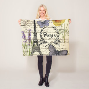 rustige franse vlinderparijs eiffeltoren fleece deken