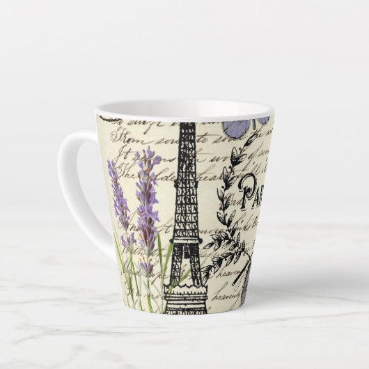rustige franse vlinderparijs eiffeltoren latte mok (Linkerhoek)