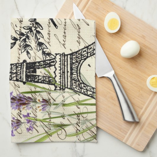 rustige franse vlinderparijs eiffeltoren theedoek (Quarter Fold)