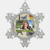 rustige franse vlinderparijs eiffeltoren tin sneeuwvlok ornament (Voorkant)