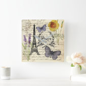  rustige franse vlinderparijs eiffeltoren vierkante klok (Huis)