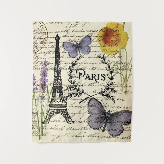 rustige franse vlinderparijs eiffeltoren wandkleed (Voorkant)