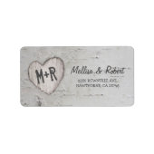 Rustige gekerfde vogelboom etiket (Voorkant)