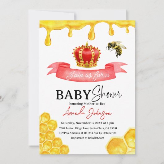 Rustige gele honingraat Roodkuit Baby shower van b Kaart (Voorkant)