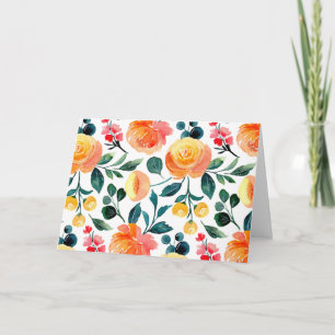 Rustige gele Oranje Waterverf bloemen blanco Kaart