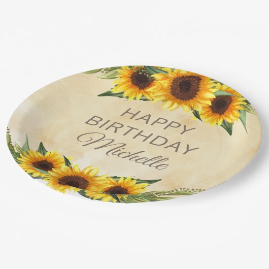 Rustige Gele Zonnebloemen Aangepaste Fijne Geestda Papieren Bordje (Gekanteld)