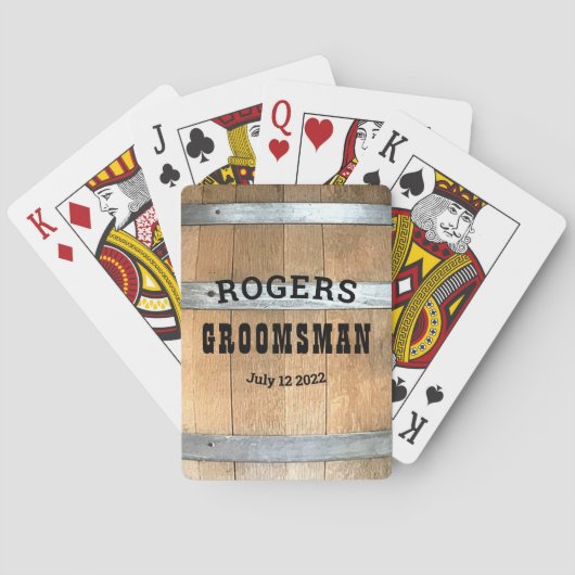 Rustige gepersonaliseerde Groomsman Bourbon Barrel Pokerkaarten (Achterkant)