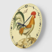 Rustige, gepersonaliseerde kleurrijke Rooster-kipp Grote Klok (Hoek)