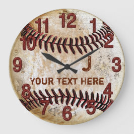 Rustige gepersonaliseerde vintage honkbal wandklok grote klok
