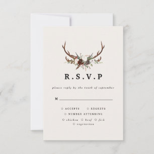 Rustige geweien waterverf floral bruiloft R.S.V.P. RSVP Kaartje