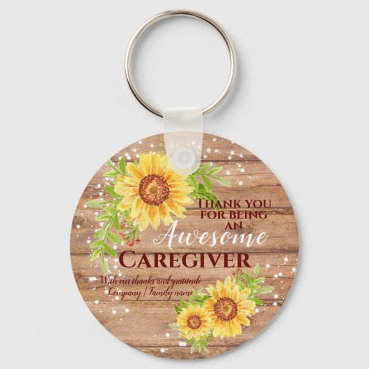Rustige Geweldige Zorgverlener Floral Sunflower Sleutelhanger (Voorkant)