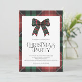 Rustige Gingham Kerstfeest Uitnodiging (Staand voorkant)