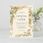 Rustige Gold Green Eucalyptus Foliage Wedding Kaart (Staand voorkant)