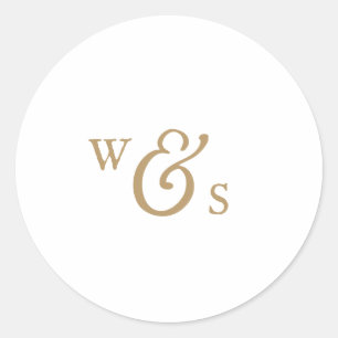Rustige gouden monogram bruidsinaasappelzegels ronde sticker