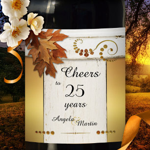 Rustige goudHerfst Jubileum Wijnlabel Wijn Etiket