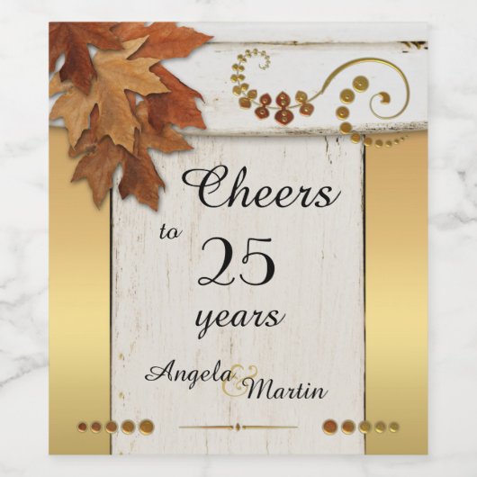 Rustige goudHerfst Jubileum Wijnlabel Wijn Etiket (Enkel label)