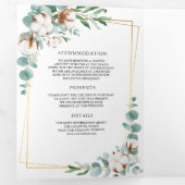 Rustige goudkatoen Eucalyptus QR Code Weddenschap Drieluik Uitnodiging (Binnenzijde eerst)