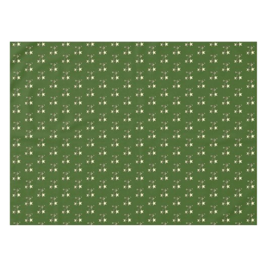 Rustige Green Gold Stars Pattern Festive Elegant Tafelkleed (Voorkant (Horizontaal))