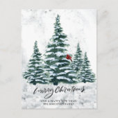 Rustige Green Pine Elegant Script MERRY CHRISTMAS Feestdagenkaart (Voorkant)