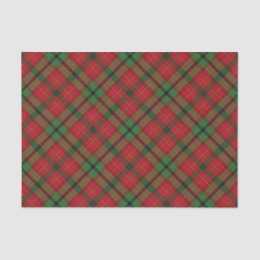 Rustige Green Red Kerstfeestdag Tartan Pset Tissuepapier (Voorkant)