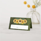Rustige Green Sunflower Reception Place Card (Voorkant)