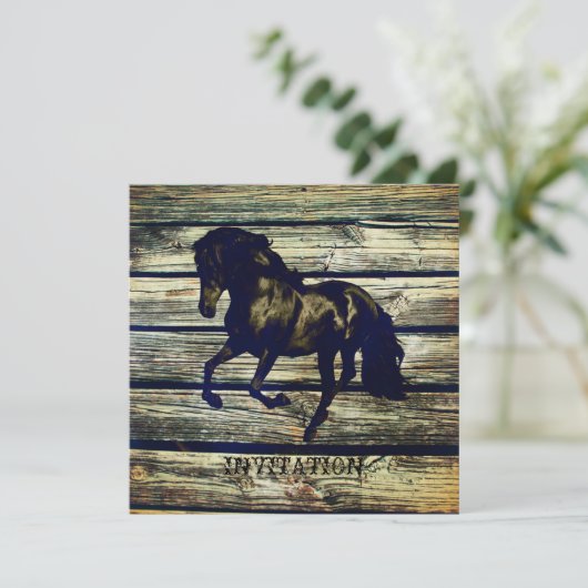 rustige grijze schuur, western paard, bruiloft kaart (Staand voorkant)