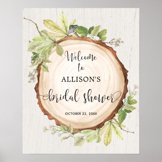 Rustige groene bos bruiloftsshower welkom poster (Voorkant)