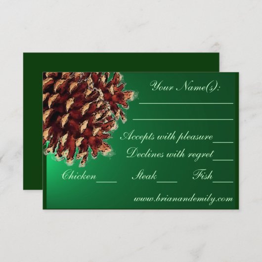 Rustige groene denkegel RSVP-trouwkaarten RSVP Kaartje (Voorkant / Achterkant)