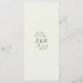 Rustige groene elegante monogram huwelijksdiner menu (Achterkant)