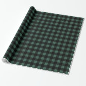 Rustige groene en zwarte buffelkerst cadeaupapier (Uitgerold)