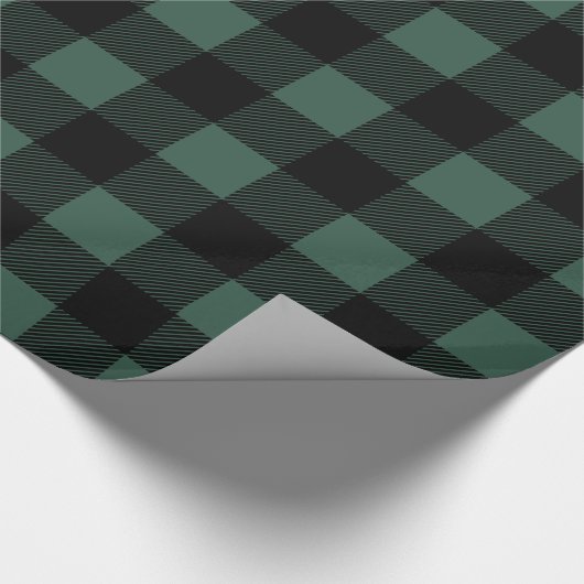 Rustige groene en zwarte buffelkerst cadeaupapier (Hoek)