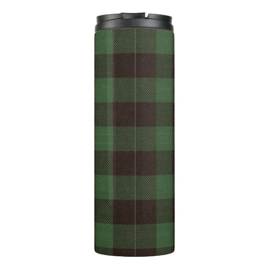 Rustige groene en zwarte buffelmonogram thermosbeker (Achterkant)