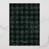 Rustige groene geruite flanel maretak sneeuw 3 fot folie feestdagenkaart (Achterkant)