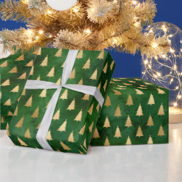 Rustige  groene kerstbomen cadeaupapier