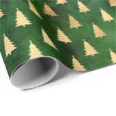 Rustige groene kerstbomen cadeaupapier (Rol Hoek)
