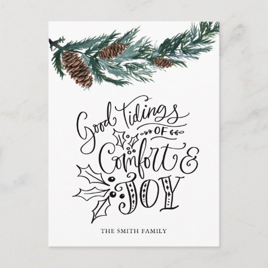 Rustige groene pijnappel Kerstgroet van troost en Briefkaart (Voorkant)