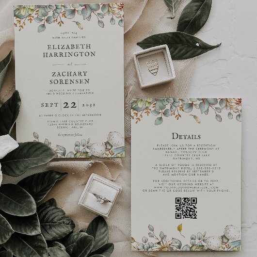 Rustige Groene QR Code Trouwdag Kaart