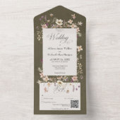 Rustige Groene Wilde Lijst QR-code All In One Uitnodiging (Binnen)