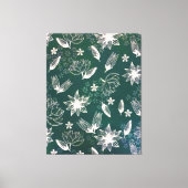Rustige groene witte botanische wilde bloemen bloe canvas afdruk (Voorkant)