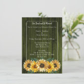 Rustige groene zonnebloem repetitie Dinner Kaart (Staand voorkant)
