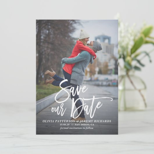 Rustige hand Foto opslaan Datum II Save The Date (Staand voorkant)
